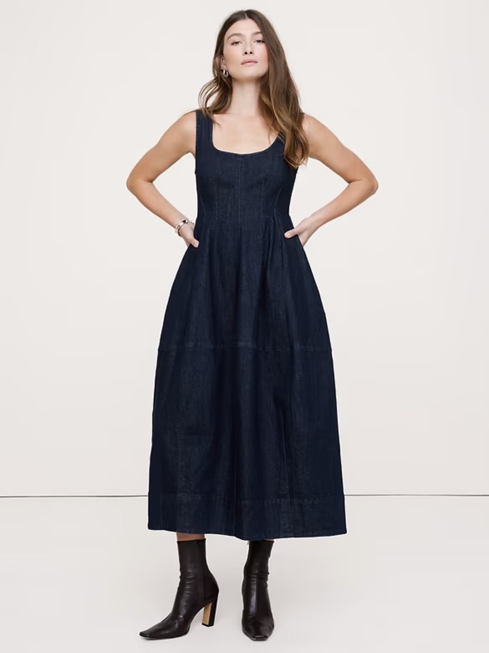 Denim barrel midi dress Banana Republic size 4